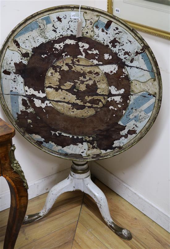 A George III painted tilt top tea table W.73cm